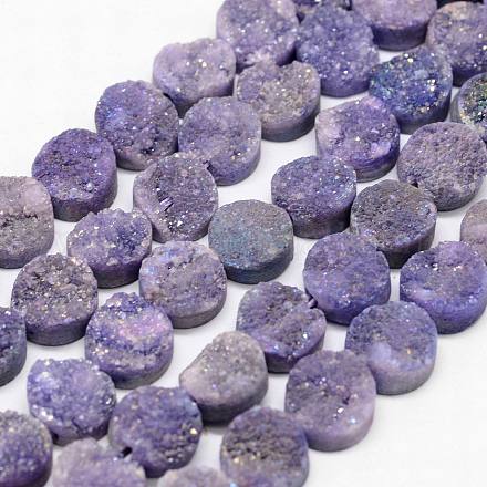 Electroplated Natural & Dyed Druzy Agate Bead Strands G-N0169-004K-03-1