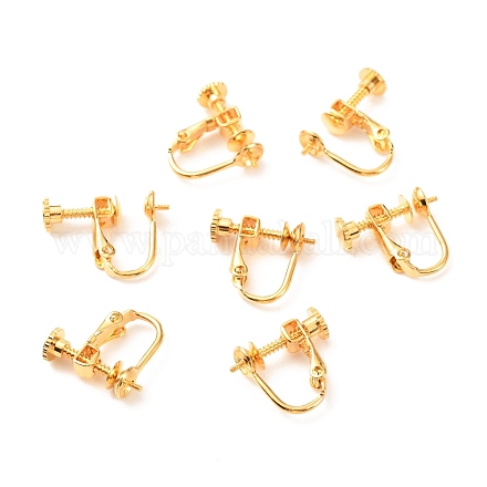 Brass Clip-on Earring Findings KK-F824-018G-1
