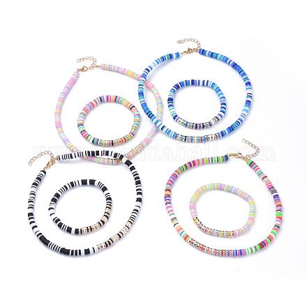 Heishi Perlen Stretch Armbänder & Halsketten Sets SJEW-JS01103-1