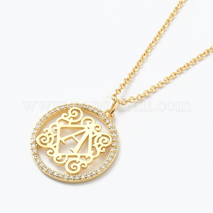 Brass Micro Pave Clear Cubic Zirconia Pendant Necklaces NJEW-J059-01A-1