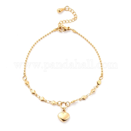 304 Stainless Steel Heart Charm Bracelets STAS-B021-12-1
