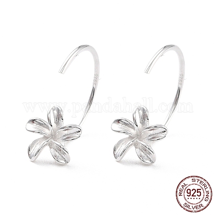 Fleur 925 boucles d'oreilles en argent sterling pour fille femmes EJEW-I259-12S-1
