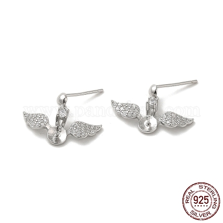 Boucles d'oreilles pendantes en argent sterling avec ailes plaquées rhodium STER-P056-10P-1