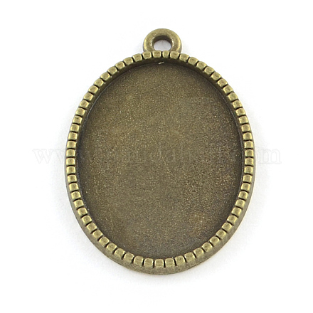 Supports de pendentif de cabochon oval en alliage de style tibétain TIBEP-Q045-067A-AB-NR-1