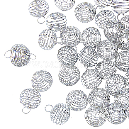 Hobbiesay 100 pz placcato argento spirale ciondolo gabbia in rilievo gabbia cava lanterna rotonda pietra di cristallo supporto amuleto collana per gioielli portachiavi collana creazione e lavorazione FIND-HY0001-75-1