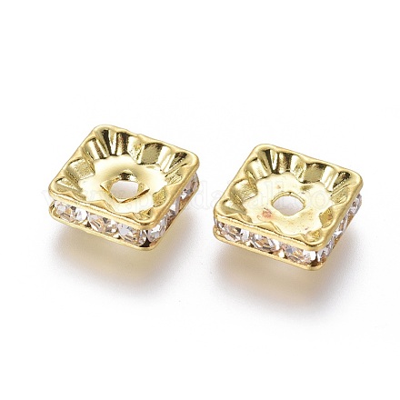 Brass Middle East Rhinestone Spacer Beads RSB075-10mm-01G-1