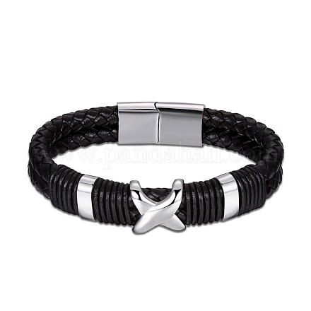 Braided Leather Cord Bracelets BJEW-BB32420-1