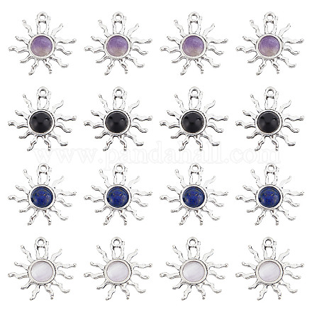 SUNNYCLUE 1 Box 20Pcs Stone Charms Sun Charm Gemstone Charms Bulk Healing Energy Lucky Love Gemstones Obsidian Amethyst Charms for Jewelry Making Charm Adult DIY Necklace Earrings Bracelet Crafts FIND-SC0003-99-1