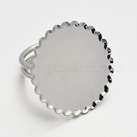 Cuff Flat Round Brass Pad Finger Ring Settings MAK-N019-01S-1