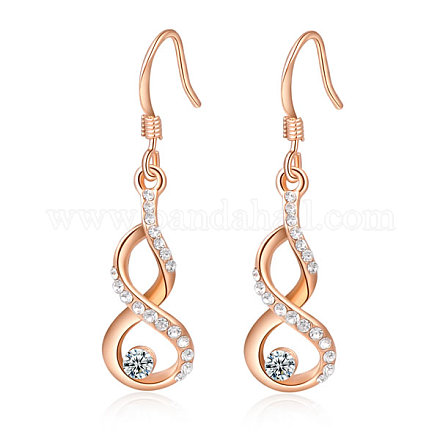 Calabash Real Rose Gold Plated Fashion Alloy Austrian Crystal Dangle Earrings EJEW-AA00057-57-1