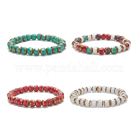Bracelets extensibles en perles de verre pour femmes BJEW-JB09350-1
