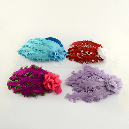 Mignons bandeaux élastiques bébé accessoires pour cheveux teints en plumes OHAR-Q002-03-1