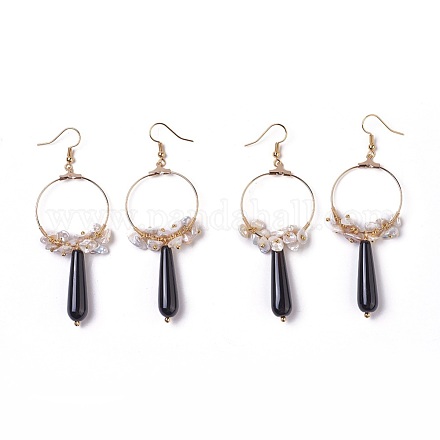 Orecchini pendenti con perle di chip pearl EJEW-L218-07-1