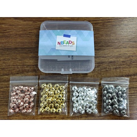 Perles d'espacement rondes et plates en laiton KK-NB0001-08-1