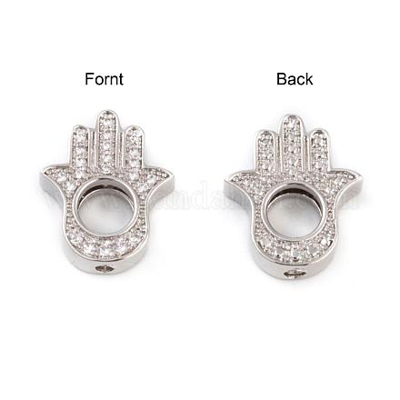 Long-Lasting Plated Brass Micro Pave Grade AAA Cubic Zirconia Bead Frame ZIRC-G090-51P-NR-1