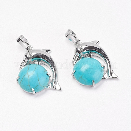 Synthetic Turquoise Pendants G-G713-A13-1
