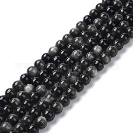 Brins de perles d'obsidienne argent naturel G-D083-01D-1
