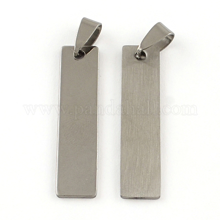201 Stainless Steel Rectangle Stamping Blank Tag Pendants X-STAS-R064-15-1