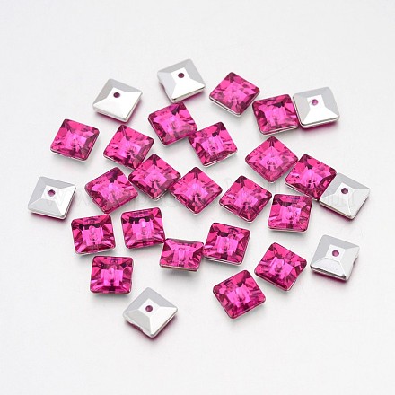 Back Plated Faceted Square Taiwan Acrylic Rhinestone Beads ACRT-M04-8-02-1