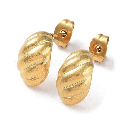 Ion Plating(IP) 304 Stainless Steel Croissant Ear Studs for Women EJEW-P234-02G-1