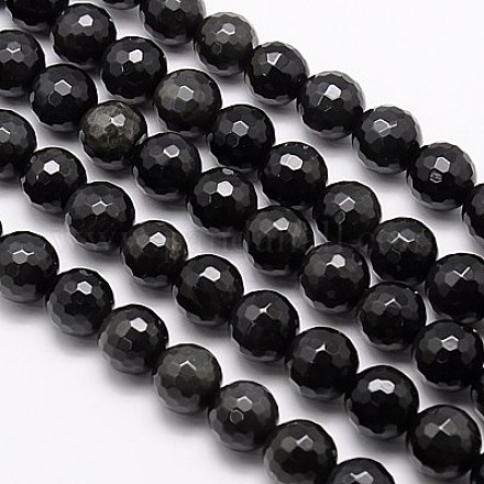 Naturale perle di ossidiana fili G-G549-6mm-02-1