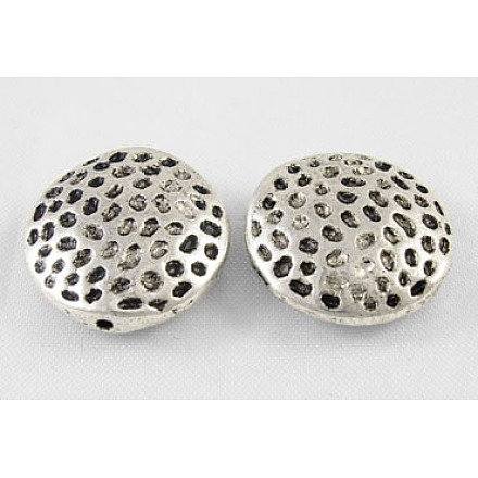 Perles rondes plates en alliage d'argent tibétain X-LF0478Y-1