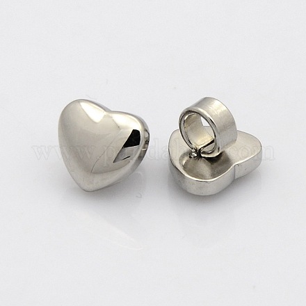 304 charms de acero inoxidable de la diapositiva del corazón STAS-N021-03-9x10mm-1