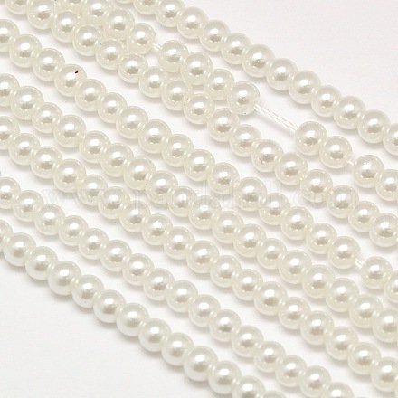 Umweltfreundliche runde Perlenstränge aus gefärbtem Glasperlen X-HY-A002-4mm-RB001-1