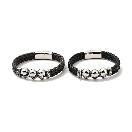 304 bracelet à maillons perlés en acier inoxydable avec fermoir magnétique pour homme femme BJEW-C021-22-P-1