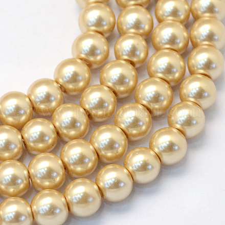 Chapelets de perle en verre peint de cuisson HY-Q003-3mm-42-1