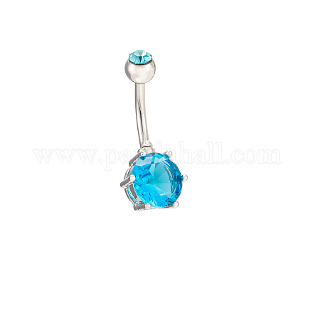 Platinum Plated Body Jewelry Cubic Zirconia Brass Navel Ring Navel Ring Belly Rings AJEW-EE0001-05D-1