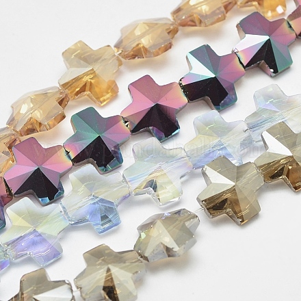 Chapelets de perles en verre électroplaqué EGLA-N0001-30-M-1