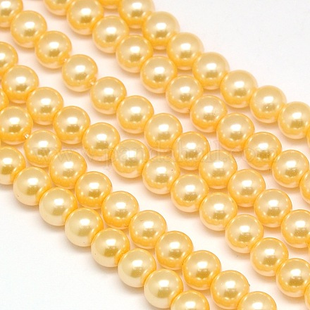 Eco-Friendly Dyed Glass Pearl Round Bead Strands X-HY-A002-10mm-RB072-1
