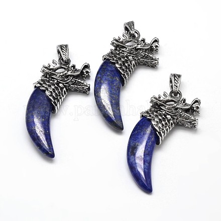Argent antique alliage de zinc teint et lapis lazuli naturelles chauffées grands pendentifs X-G-F228-62D-FF-1