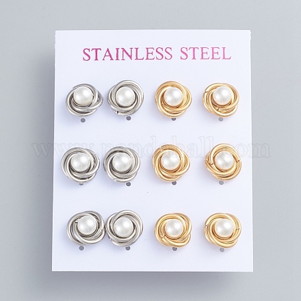304 Stainless Steel Stud Earrings EJEW-F246-02GP-1