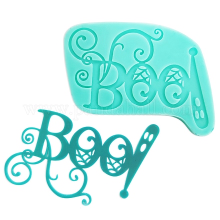 DIY Wort Boo Silikonformen in Lebensmittelqualität DIY-G057-A06-1