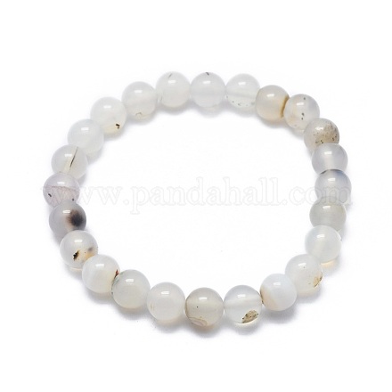 Natural Agate Bead Stretch Bracelets BJEW-K212-C-004-1