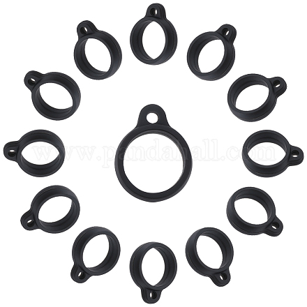 GORGECRAFT 50Pcs Silicone Rubber Rings Band Anti-Lost Black Adjustable Ring Holder 13mm Multipurpose Cases Necklace Lanyard Replacement Pendant Carrying Kit for Pens Keychains Office Sport SIL-GF0001-33C-1