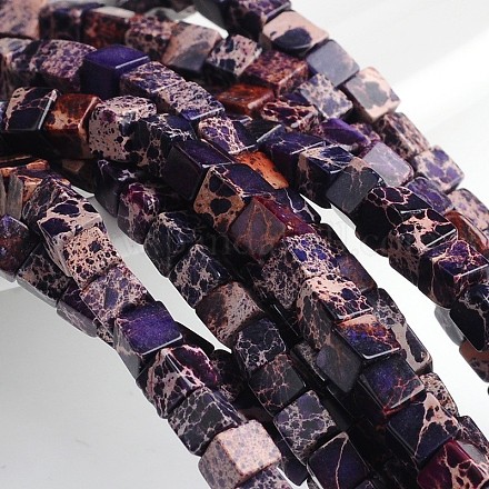 Dyed Natural Imperial Jasper Cube Beads Strands G-M273-05-4mm-1