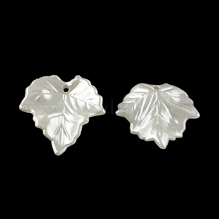 Leaf ABS Plastic Imitation Pearl Pendants X-OACR-R016-43-1