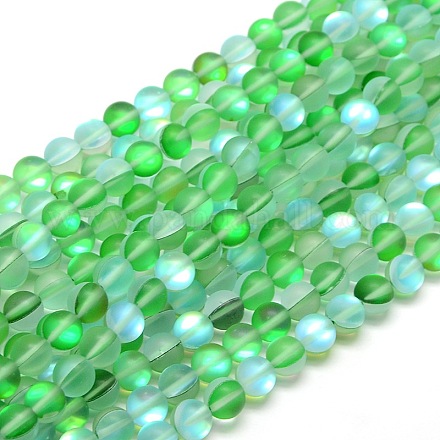 Chapelets de perles en pierre de lune synthétique G-F142-6mm-05-1