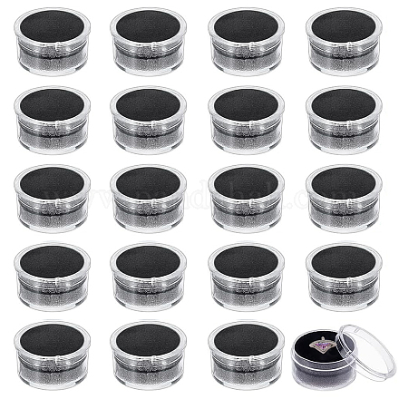 Chgcraft 20 Stück schwarze Mini-Runde Steinbox Kunststoffnägel für lose Perlen zum Dekorieren von Aufbewahrungsorten mit Schwammmatte für Schmuckperlen-Display-Aufbewahrung MRMJ-CA0001-41B-1