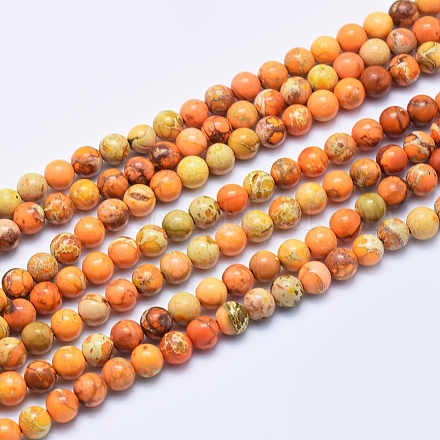 Brins de perles de jaspe impérial naturel G-A175B-6mm-07-1