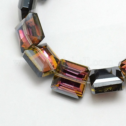 Electroplate Crystal Glass Square Beads Strands EGLA-F064D-01-1