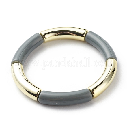 Acrylic Curved Tube Beaded Stretch Bracelet for Women BJEW-JB08439-04-1