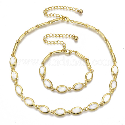 Set di gioielli con bracciale e collana a maglie ovali BJEW-S121-06-1
