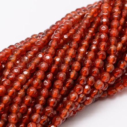 Chapelets de perles rondes en agate naturelle à facettes G-E318C-4mm-16-1