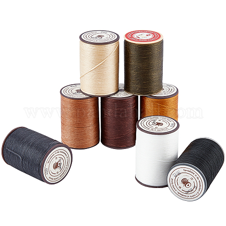 PandaHall 656 Yards/600m Leather Sewing Waxed Thread， 8 Colors 150D Spool Stitching Thread for Leather Craft DIY YC-PH0002-28-0.8mm-1