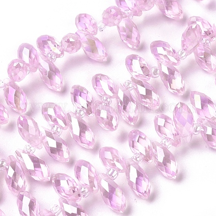 Glas facettierte Tropfen Perlen Stränge galvanisieren X-EGLA-D014-36-1
