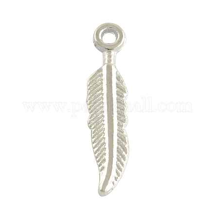 Tibetan Style Alloy Feather Pendants TIBEP-24166-AS-RS-1